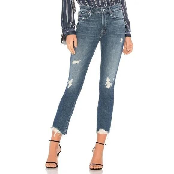 Mother Superior The Flirt Ankle Distressed Slim Jeans Blue Denim Womens 28 - Picture 2 of 13